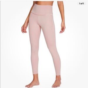 NWT Nike M Yoga Velvet Trim 7/8 High Rise Leggings Women's Pink High-Waisted